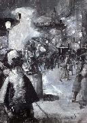 Lesser Ury At the railway station Friedrichstrabe oil painting picture wholesale